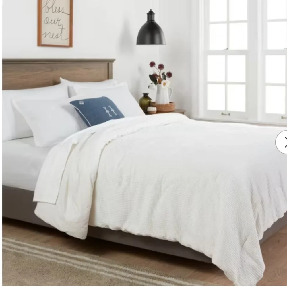 Today only Threshold White Washed Waffle Weave Comforter Set 3 pieces